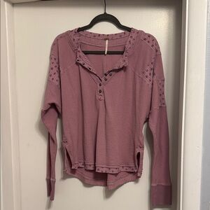 Free People Dusty Pink Button-Up Sweatshirt
